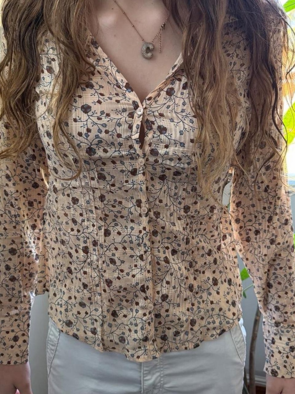 Vintage Deadstock Angie Floral Button-Front Blouse